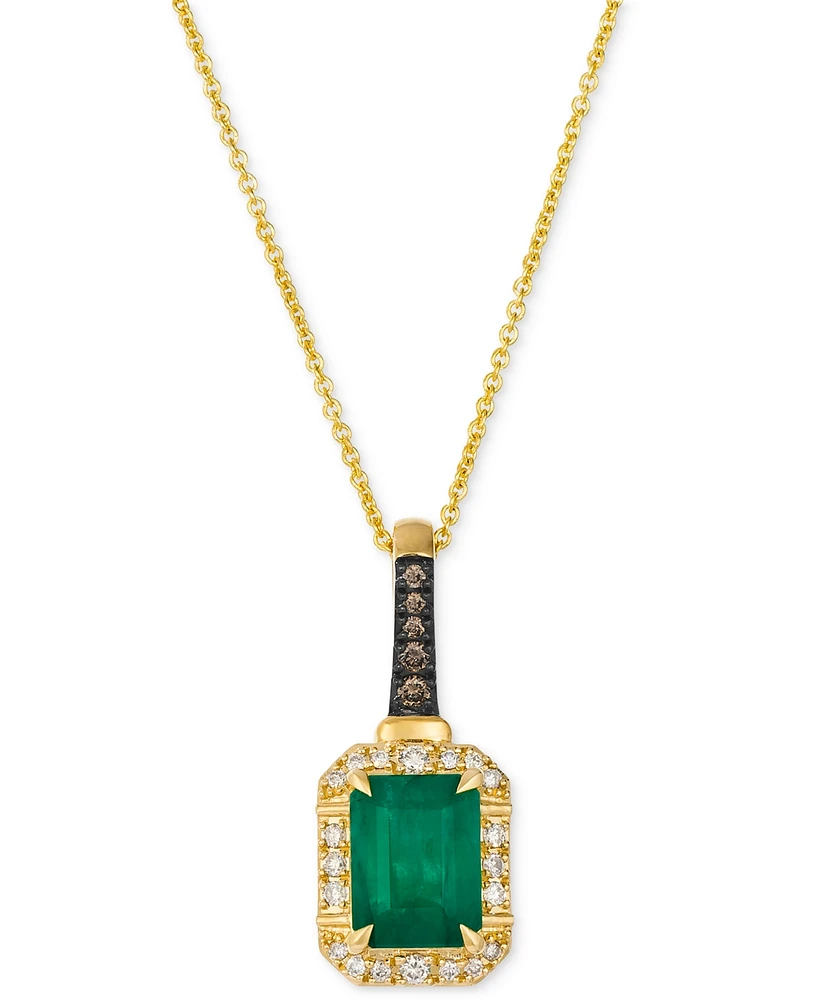 Le Vian New Emerald (1-1/5 ct. t.w.) & Diamond (1/8 ct. t.w.) 20" Pendant Necklace in 14k Yellow Gold