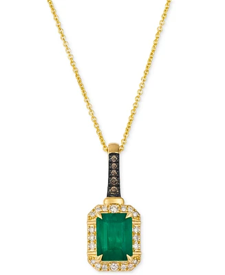 Le Vian New Emerald (1-1/5 ct. t.w.) & Diamond (1/8 ct. t.w.) 20" Pendant Necklace in 14k Yellow Gold