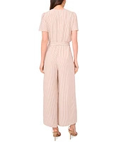 Vince Camuto Women's Striped Surplice Wide-Leg Jumpsuit