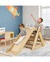 4 1 Triangle Climber Toy with Sliding Board and Climbing Net