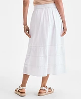 Style & Co Women's Cotton Lace Pull On Tiered Skirt, Exclusively at Macy's