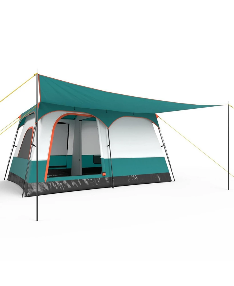 8-10 Person Camping Tent with Double Rooms and 2 Doors