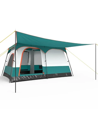 8-10 Person Camping Tent with Double Rooms and 2 Doors