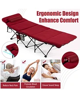 Folding Retractable Travel Camping Cot with Mattress and Carry Bag