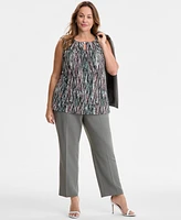 Kasper Plus Dot-Print Keyhole Top