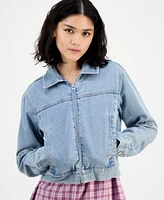 Ultra Flirt Juniors' Zip-Up Denim Jacket