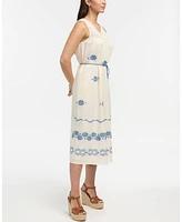 Ellen Tracy Women's Crochet Embroidered Maxi Dress