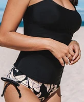 Cupshe Women's Escaping Ruched Tankini Top & Floral High-Waisted Bottoms Set
