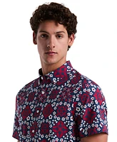 Original Penguin Men's Slim Fit Short Sleeve Medallion Print Button-Down Shirt