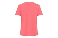 Olsen Women's Embroidered Split V-Neck T-Shirt