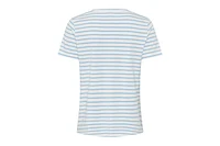 Olsen Women's Striped Embroidered Trim V-Neck Tee