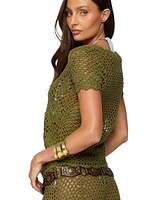 Edikted Women's Mabelle Crochet Split Front Top