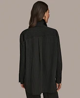 Donna Karan New York Women's Long Sleeve Pinstripe Button-Down Shirt, Regular & Petite