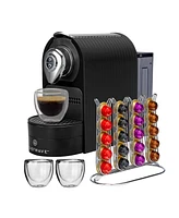 ChefWave Espresso Machine for Nespresso Capsules (Black) with Holder and Cups