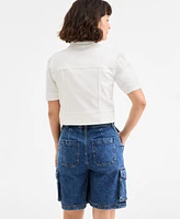 On 34th Women's Elbow Puff Sleeve Denim Jacket, Exclusively at Macy's