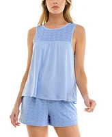 Roudelain Women's Eyelet Tank Top & Short Pajama Set