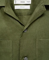 Mango Men's Linen Bowling-Collar Shirt