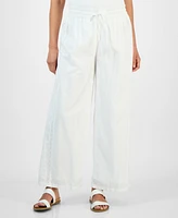 Style & Co Petite Eyelet-Trim Wide-Leg Pants, Exclusively at Macy's