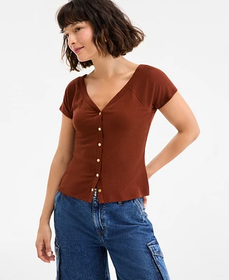 On 34th Women's Snap-Front T-Shirt, Exclusively at Macy's