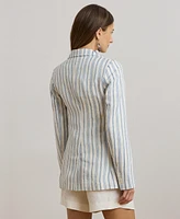 Lauren Ralph Women's Striped Linen-Blend Blazer