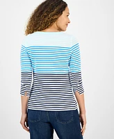 Style & Co Petite Striped Cotton Top, Exclusively at Macy's