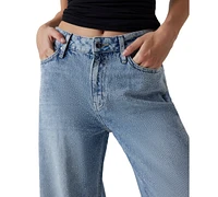 Guess Women's Bellflower Shine & Sequins Wide-Leg Jeans