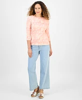 Style & Co Petite Spotty Airy Floral-Print Cotton Top, Exclusively at Macy's
