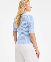 On 34th Women's Diagonal-Knit Puff-Sleeve Sweater, Exclusively at Macy's