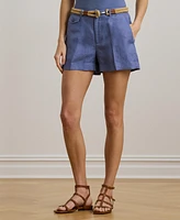 Lauren Ralph Women's Pleated Linen-Blend Twill Shorts