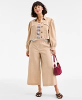 On 34th Women's Puff-Shoulder Twill Swing Jacket, Exclusively at Macy's