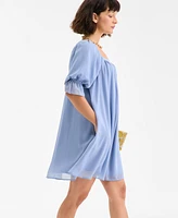 On 34th Women's Square-Neck Chiffon Mini Dress, Exclusively at Macy's