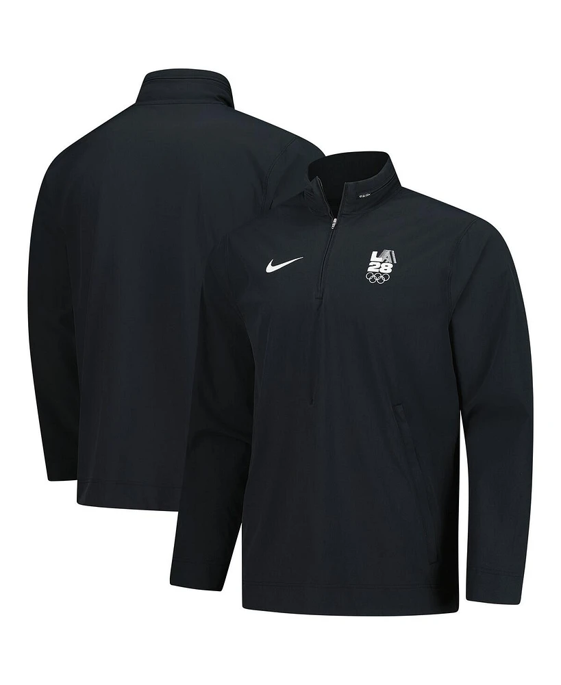 Nike Men's Black LA28 Summer Olympics Lightweight Quarter-Zip Coaches Jacket