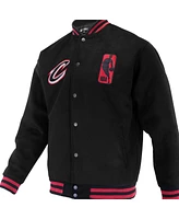 Fisll Men's and Women's Black Cleveland Cavaliers Logo Man Shadow Collection Full-Snap Varsity Jacket