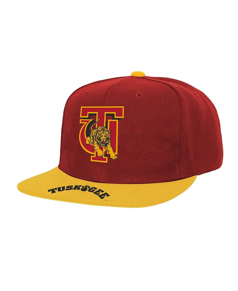 Mitchell & Ness Men's Crimson/Gold Tuskegee Golden Tigers Logo Bill Snapback Hat
