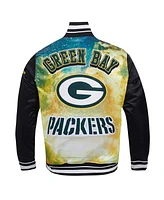Pro Standard Men's Black Green Bay Packers Sublimated Satin Full-Snap Jacket