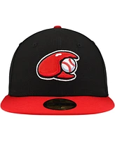 New Era Men's Black Hickory Crawdads Authentic Collection 59FIFTY Fitted Hat