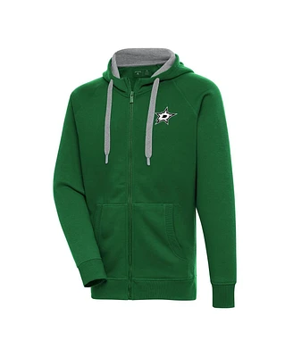 Antigua Men's Kelly Green Dallas Stars Metallic Logo Victory Full-Zip Hoodie