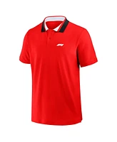 Formula 1 Men's Red Tempo Halftone Grid Badge Tipped Pique Polo Shirt