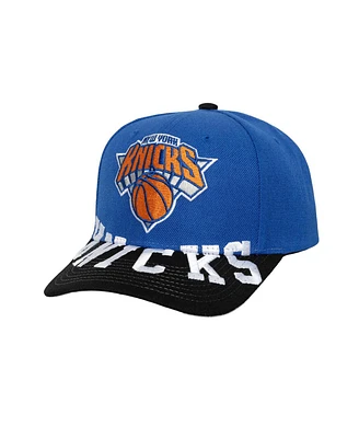 Mitchell & Ness Men's Blue/Black New York Knicks Underarch Two-Tone Pro Crown Snapback Hat