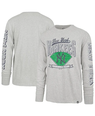 '47 Brand Men's Gray New York Yankees Fair Ball Franklin Long Sleeve T-Shirt