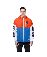 New Era Men's Royal/Orange New York Mets Color Block Full-Zip Hoodie Windbreaker Jacket