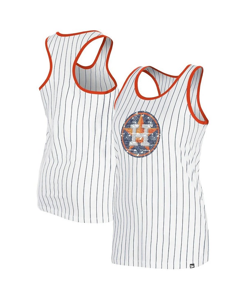 New Era Women's White Houston Astros Gameday Pinstripe Tank Top