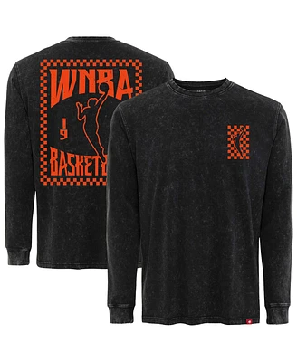 Sportiqe Men's and Women's Black Wnba Rock Roll Collection Bono Mineral Wash Premium Long Sleeve T-Shirt