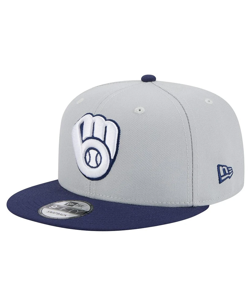 New Era Men's Gray/Navy Milwaukee Brewers 2-Tone Color Pack 9FIFTY Snapback Hat