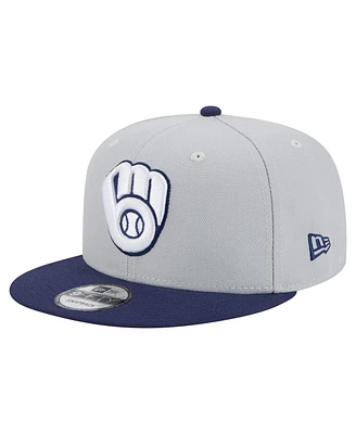 New Era Men's Gray/Navy Milwaukee Brewers 2-Tone Color Pack 9FIFTY Snapback Hat