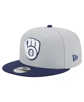 New Era Men's Gray/Navy Milwaukee Brewers 2-Tone Color Pack 9FIFTY Snapback Hat