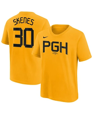 Nike Big Boys and Girls Paul Skenes Gold Pittsburgh Pirates Fuse City Connect Name Number T-Shirt