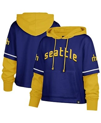 '47 Brand Women's Royal Seattle Mariners City Connect Shortstop Cropped Pullover Hoodie