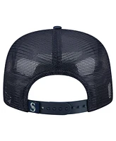New Era Men's Navy Seattle Mariners Retro Satin Script Golfer Adjustable Hat