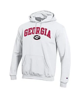 Champion Men's White Georgia Bulldogs Arched Logo Fleece Pullover Hoodie